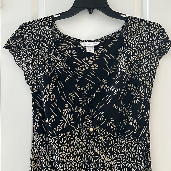 Nomadic Traders Womens Black & Beige Floral Cap Sleeve Dress XL Rayon - Picture 4 of 6